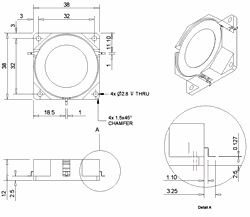 one and half inch by inch and and three quarter drop in isolator outline drawing