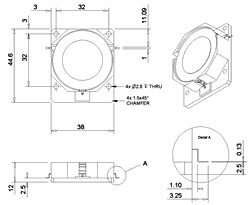 one and half inch by inch and and three quarter drop in isolator outline drawing