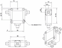 30 x 31.75mm coaxial circulator outline drawing