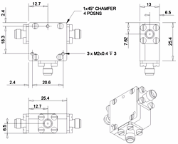 one inch by inch and a quarter drop in isolator outline drawing
