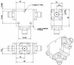 20mm square drop in isolator outline drawing